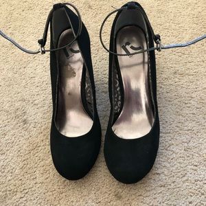 Black wedges with ankle strap